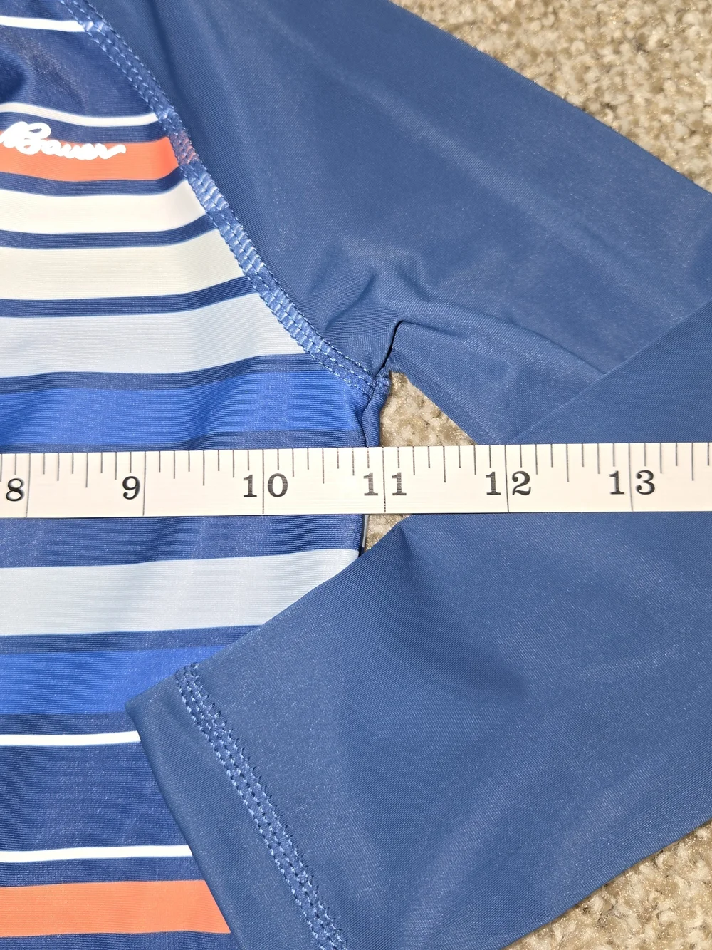 Eddie Bauer Navy, Light Blue & Orange Striped Long-Sleeve Rashguard Romper